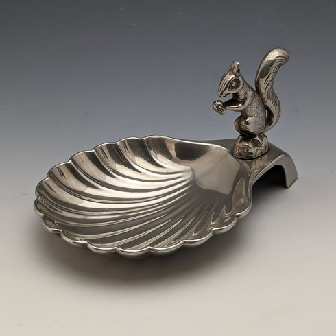 英國復古鍍銀松鼠裝飾貝殼堅果盤